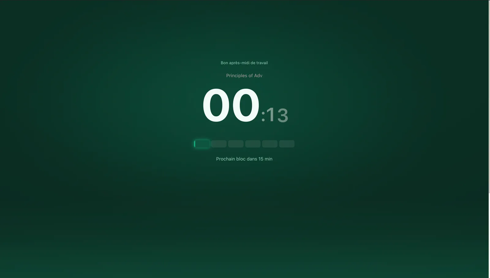 Le mode focus de Blocus Tracker en plein écran