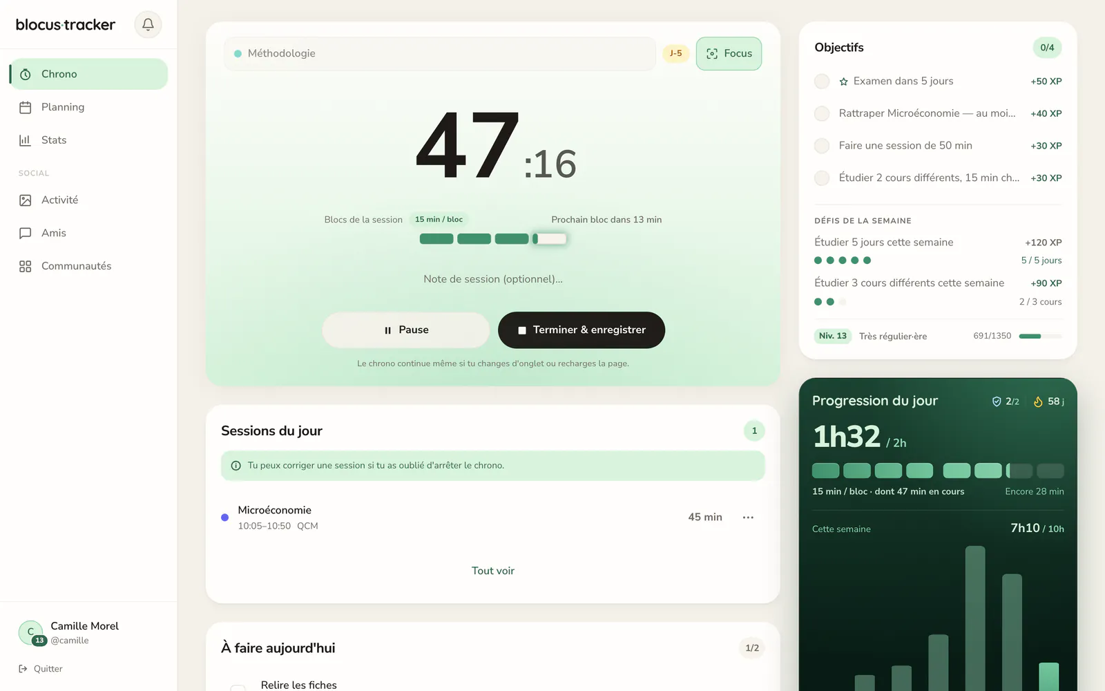 Le Chrono de Blocus Tracker sur ordinateur