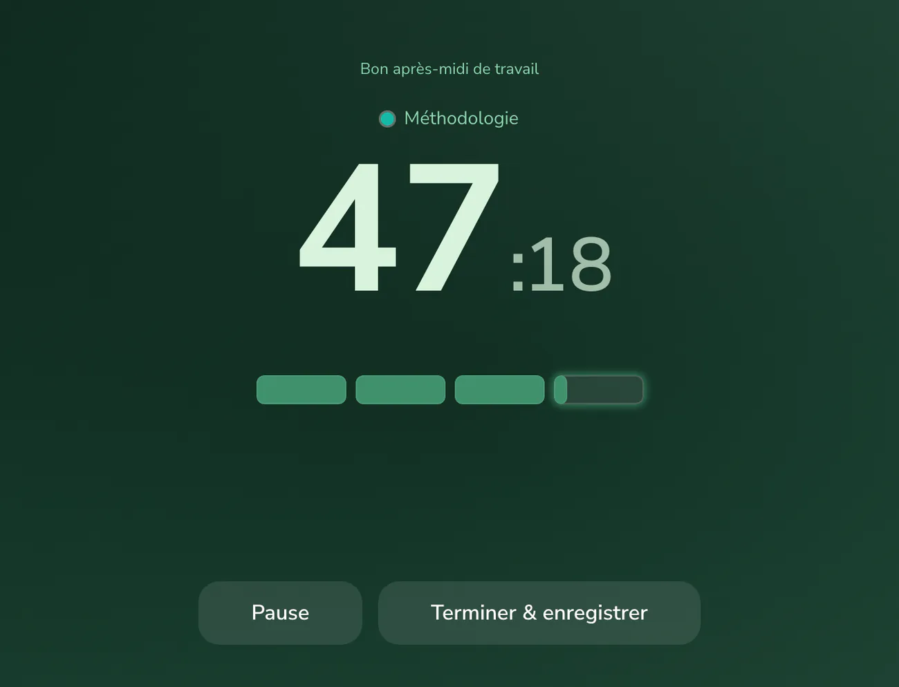Le mode Focus en plein écran pendant une session de méthodologie